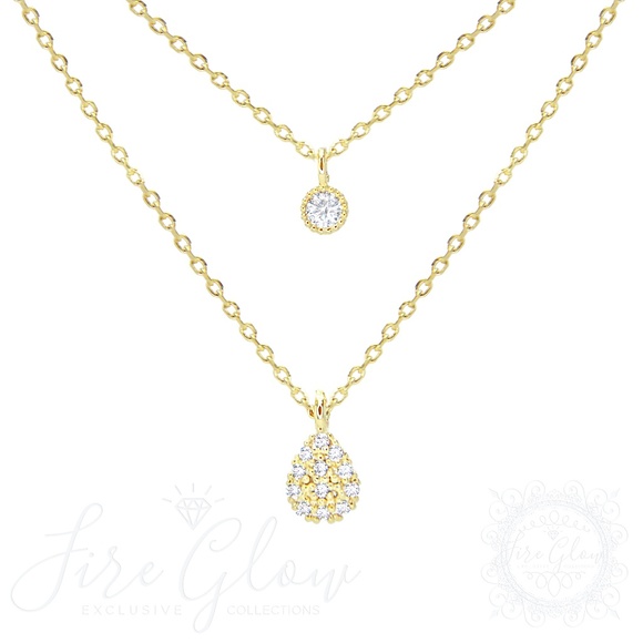 18K Gold Dipped Two Cute Layered Charm Necklace - Picture 1 of 16